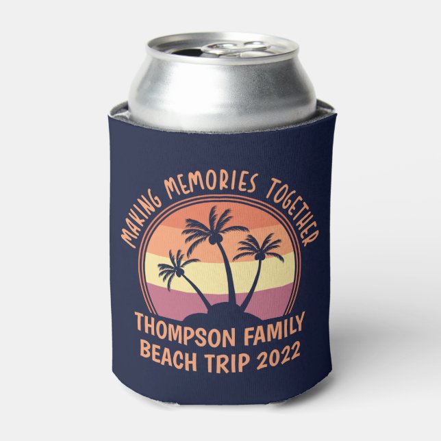 Custom Family Vacation Summer Reunion Beach Trip Can Cooler (Can Front)