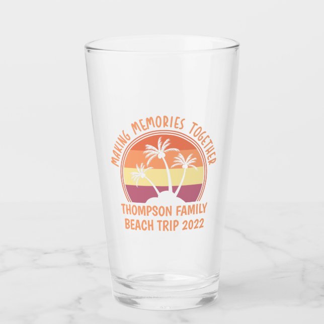 Custom Family Vacation Summer Reunion Beach Trip  Glass (Front)