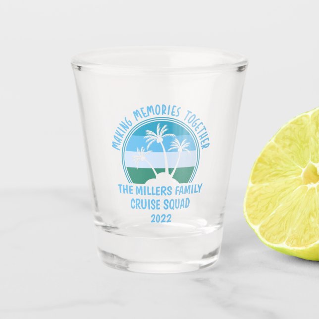 Custom Family Vacation Summer Reunion Beach Trip Shot Glass (Front)