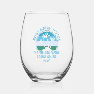 Custom Family Vacation Summer Reunion Beach Trip Stemless Wine Glass