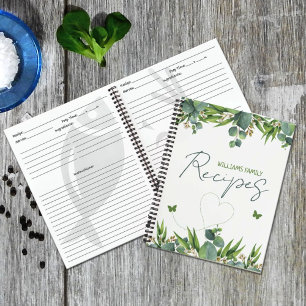 Custom Family Watercolor Leaves, Kitchen Notebook
