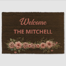 Custom Family Welcome Doormat – Floral