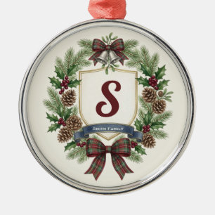 Custom Famiy Name Christmas Metal Ornament
