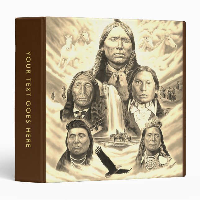 Custom Famous Indian Chiefs Native Americans Sepia Binder (Front/Spine)