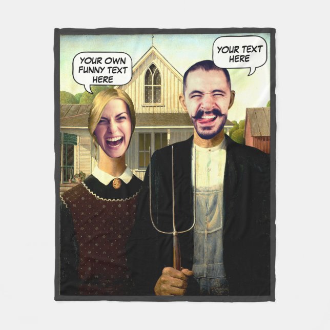 Custom famous painting face in hole fleece blanket (Front)