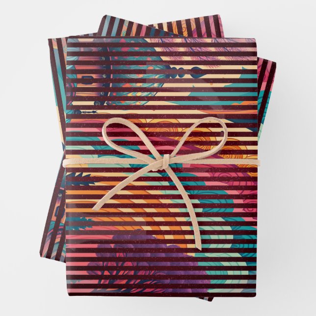 Custom Fantasy Dome Striped Gift Wrap (Set of 3) (In situ)