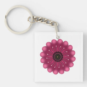 Custom Fantasy Flower   Abstract Neon Floral Keychain