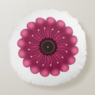 Custom Fantasy Flower   Abstract Neon Floral Round Pillow