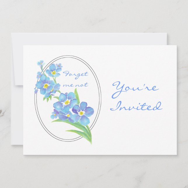 Custom Farewell Party Invite Forget Me Not Flower (Front)