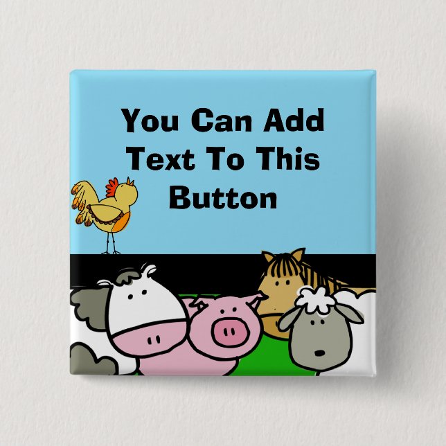 Custom Farm Animals Button (Front)