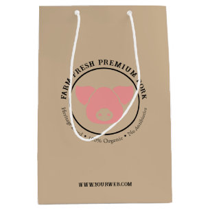 Custom Farm Fresh Premium Pork Business Logo Medium Gift Bag