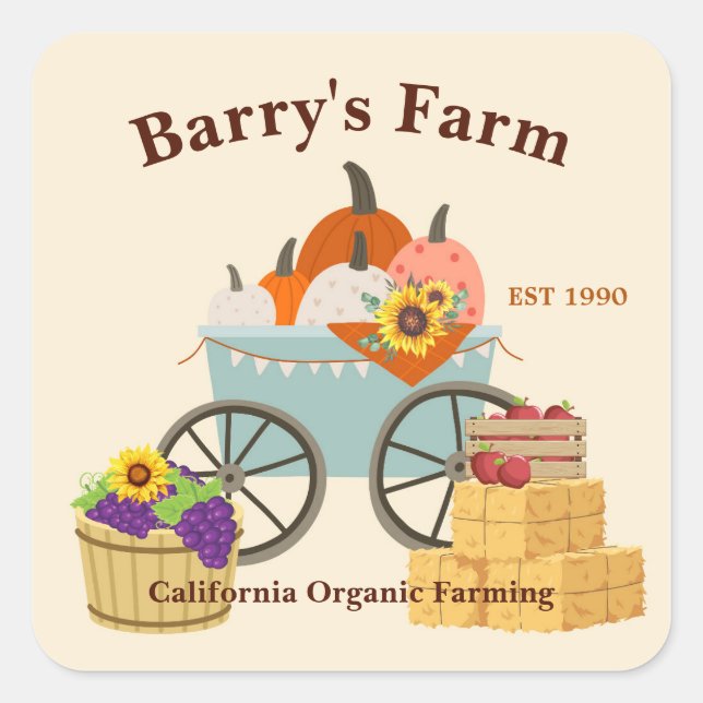 Custom Farm Fun Square Sticker (Front)