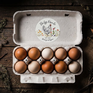 Custom Farm Sticker Watercolor Chicken Hen Logo