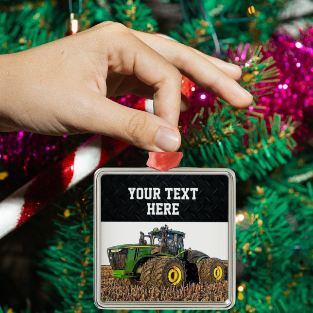 Custom Farm Tractor Equipment Christmas Tillage Metal Ornament (A personalized tractor farming Christmas ornament. )