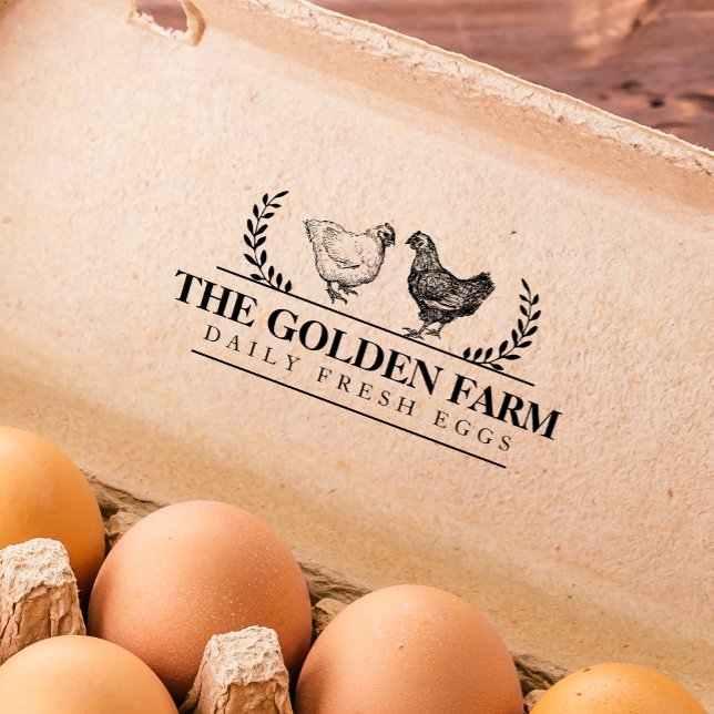 Custom Farmhouse Chicken Egg Business Rubber Stamp (Creator Uploaded)