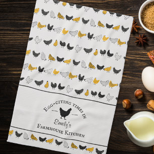 Custom Farmhouse Kitchen Chicken Pattern Towel