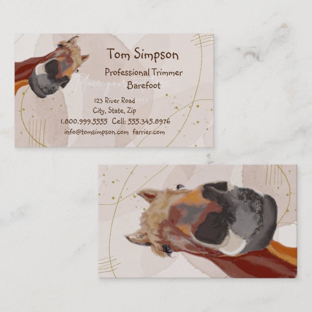 Custom Farrier Trimmer Funny Horse  Business Card (Front/Back)