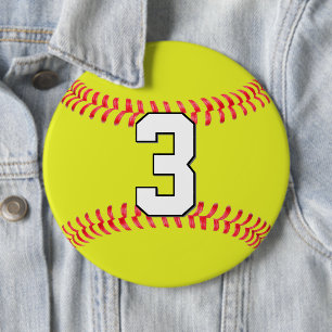 Custom Fastpitch Softball Player Jersey Number 6 Inch Round Button