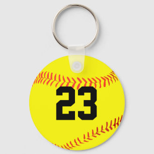 Custom Fastpitch Softball Player Number or Initial Keychain