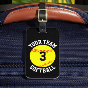 Custom Fastpitch Softball Team Name, Player Number Luggage Tag