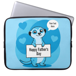 Custom Father’s Day Cute Meerkat Illustration Laptop Sleeve