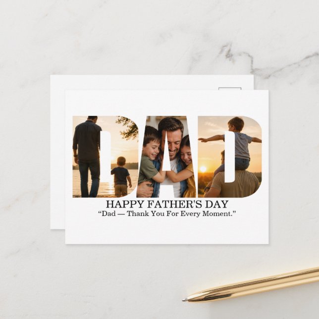 Custom Father’s Day Photo Collage Card  (Front/Back In Situ)