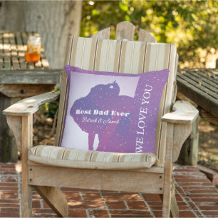 Custom Fatherhood Appreciation Purple Night Sky Outdoor Pillow