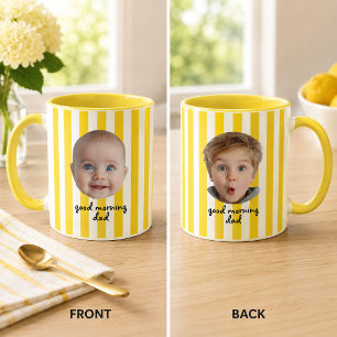 Custom Father's Day 2 Photo Baby Face Yellow Mug