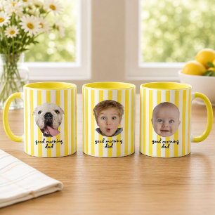 Custom Father's Day 3 Photo Baby Face Yellow Mug