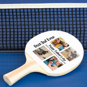Custom Fathers day 4 photo collage Best Dad Ever Ping Pong Paddle