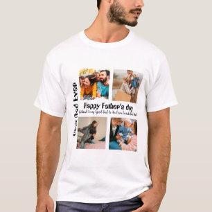 Custom Fathers day 4 photo collage Best Dad Ever T-Shirt