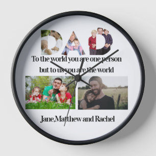 Custom Father's Day 5 Photo Collage Clock