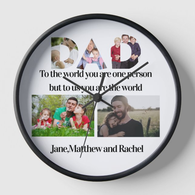 Custom Father's Day 5 Photo Collage   Clock (Front)