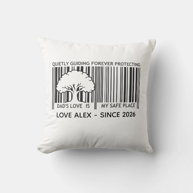 Custom Father's Day Barcode Throw Pillow⁠ Pillow (Front)