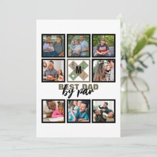 Custom Fathers Day Best Dad By Par 8 Photo Collage Holiday Card