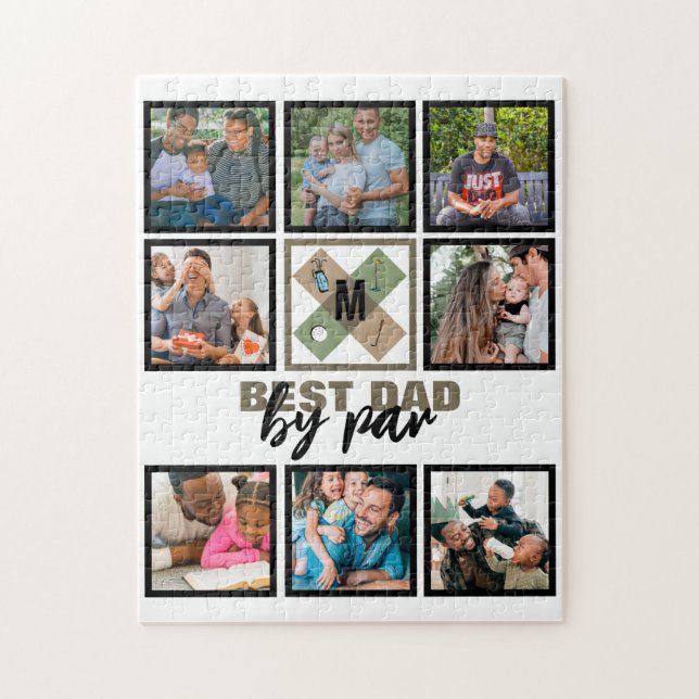 Custom Fathers Day Best Dad By Par 8 Photo Collage Jigsaw Puzzle (Vertical)