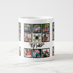 Custom Fathers Day Best Dad By Par 8 Photo Collage Large Coffee Mug