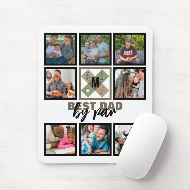 Custom Fathers Day Best Dad By Par 8 Photo Collage Mouse Pad (With Mouse)
