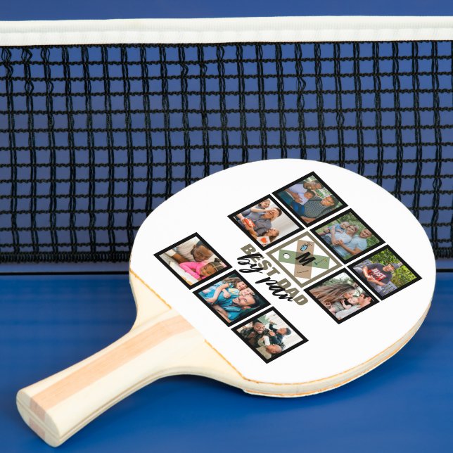 Custom Fathers Day Best Dad By Par 8 Photo Collage Ping Pong Paddle (Insitu)
