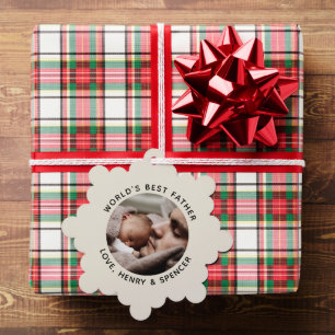 Custom Father's Day Chic Minimalist Photo Ornament Card