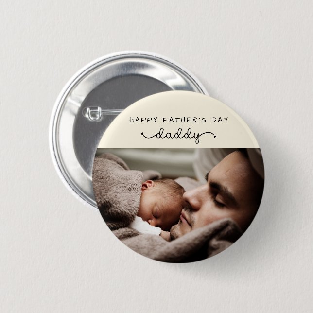 Custom Father's Day Cute Minimalist Photo 2 Inch Round Button (Front & Back)