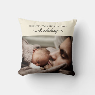 Custom Father's Day Cute Minimalist Photo Throw Pillow