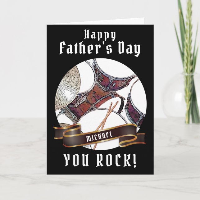 Custom Fathers Day Drummer Musician Card Drumming (Front)
