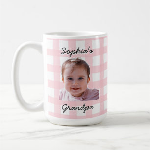 Custom Father's Day Gift Pink Gingham Pattern Mug