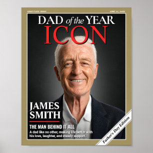 Custom Fathers Day Magazine Cover, Gift for Dad Poster