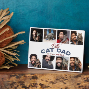 Custom Father's Day Photo Collage Best Cat Dad Plaque