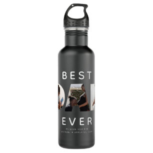Custom Fathers Day Photo Collage Best Dad Ever 710 Ml Water Bottle