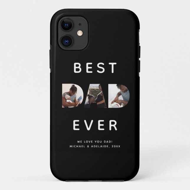 Custom Fathers Day Photo Collage Best Dad Ever Case-Mate iPhone Case (Back)