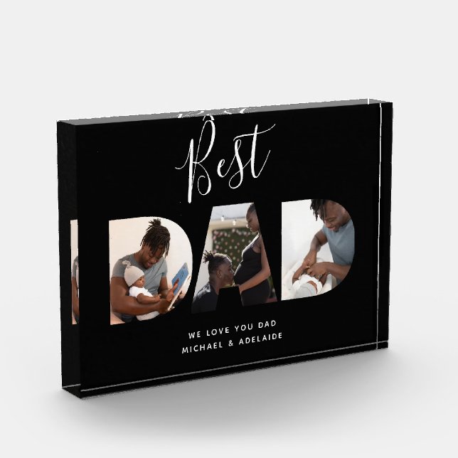Custom Fathers Day Photo Collage Best Dad Script Block (Left)