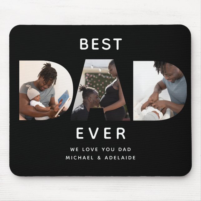 Custom Fathers Day Photo Collage Best Dad Script M Mouse Pad (Front)